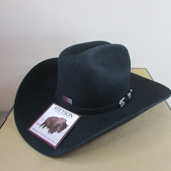 Stetson Other - Stetson 4X Apache Buffalo Fur Felt Cowboy Western Hat - Black Size 6 3/4